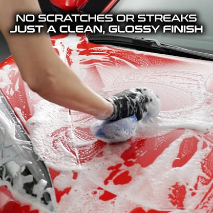 Formula 1 Super Car Wash Sponge Two-Sided Microfiber Sponge with Mesh Scrubber Side Intense Clean Durable & Effective Car Cleaning Supplies - color: Super Car Wash Sponge