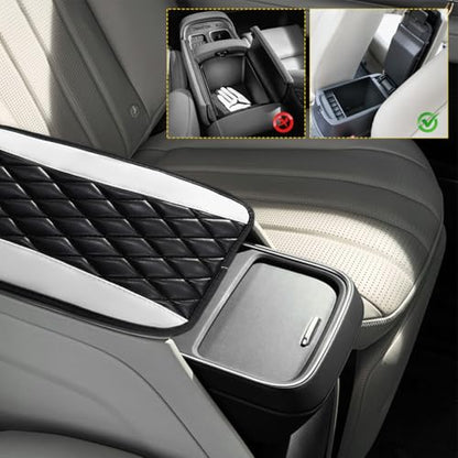 Car Center Console Cushion Pad, 12.6"×7.5" Waterproof Leather Armrest Seat Box Cover Protector, Soft Comfortable Anti-Scratch Arm Rest Console Pad for Most Cars Trucks SUVs (Black & White) - color: Black & White