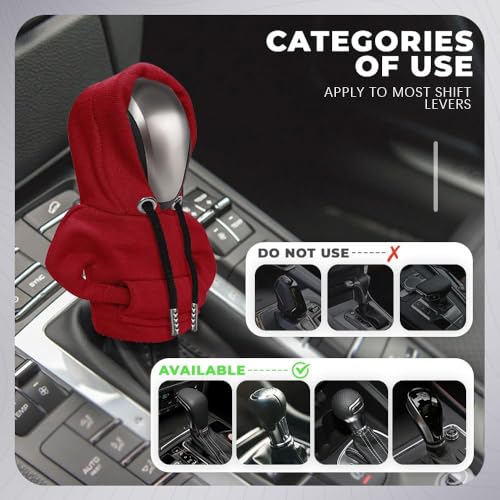 Gear Shift Hoodie, Gear Shift Cover, Fashionable Hoodie Automotive Gear Shift Knob Protector, Car Accessories Mini Sweater Gear Shift Knob Cover for Car Gear Shift Levers (Red-2PCS) - color: Red-2PCS