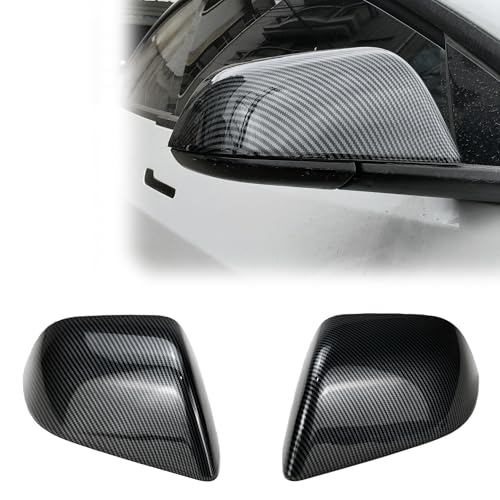 Side Mirror Caps Cover Compatible with Tesla Model 3 2017 2018 2019 2020 2021 2022 2023 2024 2025 Gloss Carbon Fiber Mirror Covers - color: Model 3 Gloss Carbon Fiber Mirror Covers