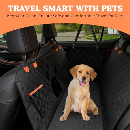 Dog Car Seat Cover For Back Seat, 100% Waterproof Hammock & Back Seat Protector 137*147 cm (54*58 in), Heavy Duty 600D Oxford, Non-Slip, Scratchproof, Easy to Clean, Universal Fit for Cars,