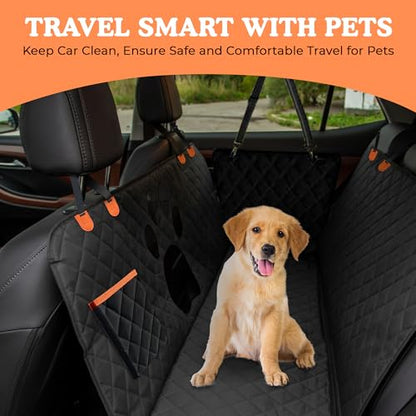 Dog Car Seat Cover For Back Seat, 100% Waterproof Hammock & Back Seat Protector 137*147 cm (54*58 in), Heavy Duty 600D Oxford, Non-Slip, Scratchproof, Easy to Clean, Universal Fit for Cars,