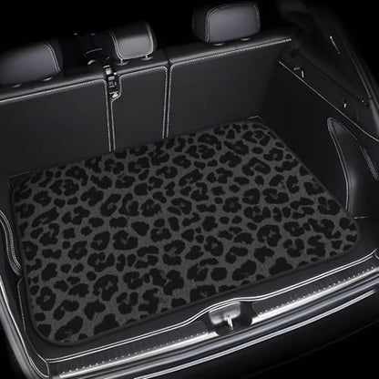 Universal Car Trunk Mat 29" x 39", Black Fashion Leopard All Weather Trunk Protection Cargo Liner, Durable Cargo Mat Rear Trunk Liner, Stylish Vehicle Interior Accessories Suitable for Most Car Models - color: Black Leopard