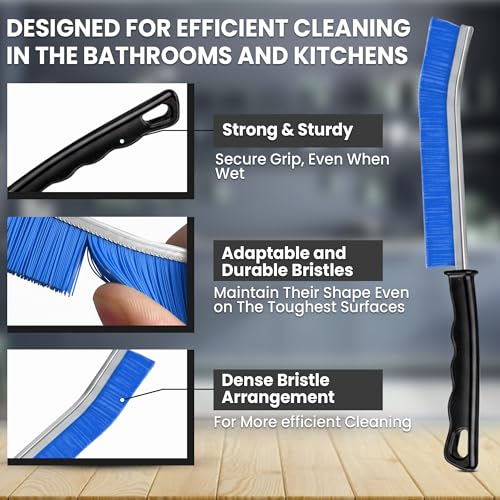 Crevice Cleaning Brush Set – 6Pcs Hard Bristle Cleaning Tools for Grout, Tile Floors, Gaps & Narrow Spaces – Small Grout Scrub Brush for Cleaning Bathroom, Shower, Window Tracks, Kitchen - size: Pack of 6 - Black, Red & Blue