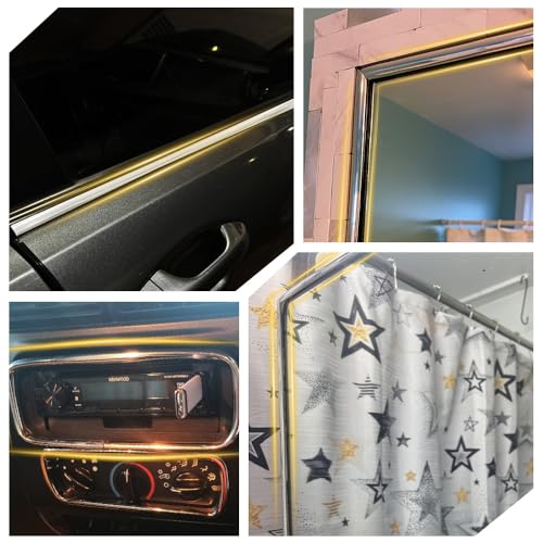 50Ft Automotive Chrome Trim Molding, Chrome Tape, 1/2" Universal Bumper Window Door Body Side Decorative Strip Scratch-Proof, Silver Car Exterior and Interior Side Molding for Motor Truck RV