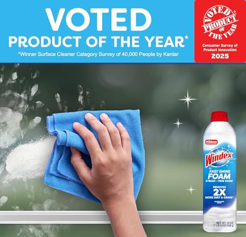 Windex Fast Shine Foam Glass Cleaner, No-Drip Windows, Doors, Mirrors & Countertops Aerosol Cleaning Spray, Streak-Free Shine, Removes Fingerprints, Dust, Dirt, Grime & More 19 oz (Pack of 1) - size: 19 Fl Oz (Pack of 1)