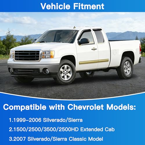 4Pcs Window Vent Visors, Outside-Mount Window Deflectors, Rain Guards for 1999-2006 Chevy Silverado/GMC Sierra 1500/2500/3500/2500HD - size: 1999-2006 Silverado/Sierra