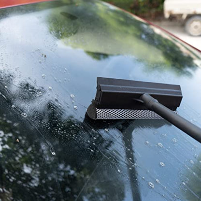Matthew All Purpose Window Squeegee w/Premium Microfiber Cloth,Car Squeegee Windshield Cleaning Sponge and Rubber Squeegee,2-in-1 Window Cleaner Sponge(8'') and Soft Rubber with Pole 20''(1Pack) - size: 8'' Blade