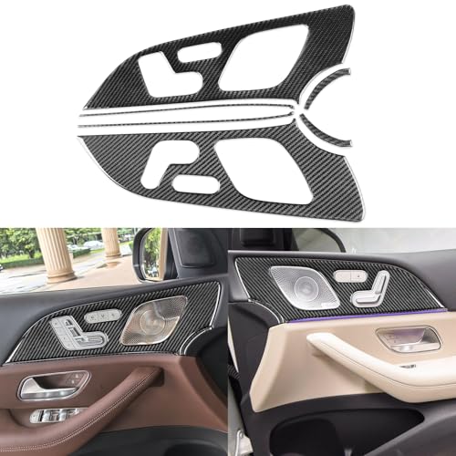 NVCNX Carbon Fiber Accessories for Mercedes Benz GLE 350 450 450e 580 53 63 S AMG/GLS 450 580 63 AMG 2020-2025 2026 Front Door Panel Cover Interior Trim 6PCs Passenger Side Without Seat Memory Button - color: Front Door Panel - Passenger without Seat Memo