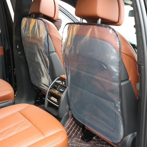 3 Pack Seat Back Protector Clear Plastic Back Seat Cover Waterproof Kick Mats for Kids Feet Stepping on Car Front Seat Back Backrest Protect from Dirt Mud and Scratches