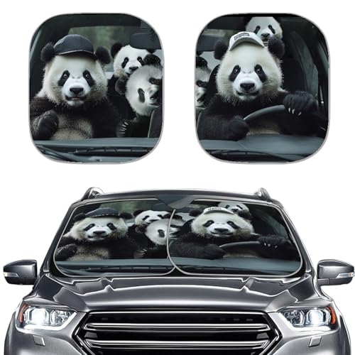 AFPANQZ Auto Accessories Car Windshield Sunshade Keep Your Car Cold Sun Shades Foldable Heat Sun Prevention Covers for Women Mens Travel Vacation Auto Interior Decoration Cute Panda Print Sunshade - color: Panda