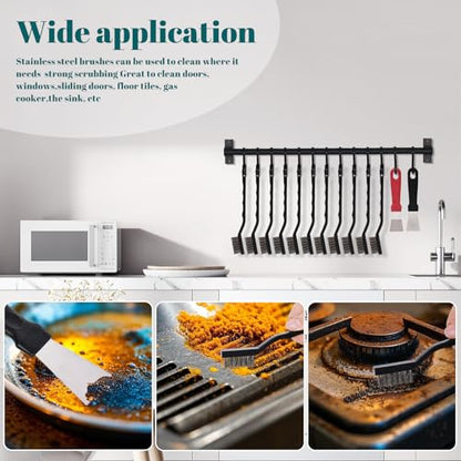 12 Pcs Mini Stainless Steel Wire Brush Set, Wire Scratch Brush with Curved Handle, Cleaning Weld Slag and Rust - style: Stainless Steel