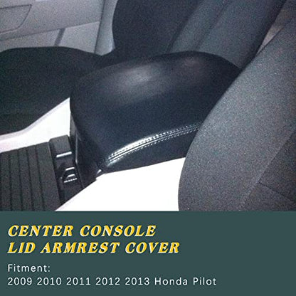 A ABIGAIL Center Console Armrest Cover Compatible with 2009 2010 2011 2012 2013 2014 2015 Honda Pilot Auto Leather Suture Console Lid Cover Replacement(Black) - color: Black, size: Center