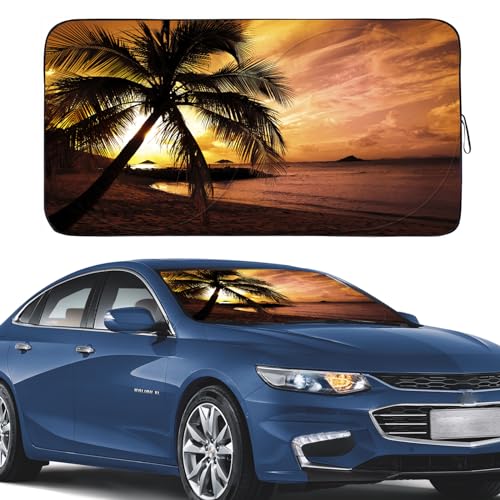 Gven Windshield Sun Shade for Car Front Window Cover Sunshades Visor Automotive Sun Shield for Compact Sedan, SUV, Midsize Sedan, Small Pickup Blocks UV Rays Keep Your Vehicle Cool (Yellow Sunset, S) - color: Sunset Yellow, size: Standard