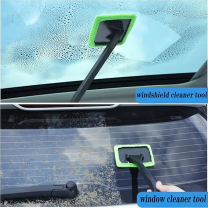 8pcs Car Windshield Cleaning Tool, Windshield Cleaner with with 5 Little Microfiber Pads That can be Washed/reused, Window Cleaner Tool, for Auto Glass Wiper (Green) - color: Green