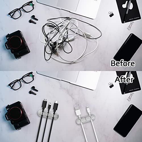 SIMR 2 Pack Cable Clips - Cord Organizer, Cable Management, 6mm Wire Holder System - Rubber Adhesive Cord Hooks fit Home, Office, Cubicle, Car, Desk Accessories (Black Grey)