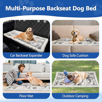 Thickened Dog Bed for Car Back Seat, Upgraded Bottom Non-Slip，Fits Hard Bottom car seat Cover for Dogs, Premium Mixed Color ，Dog Car Seat Cover - color: Grey-white