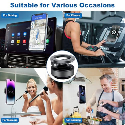 Generic Electric Vacuum Magnetic Suction Phone Holder, 360 Rotating, Universal Compatibility, Phone Mount for iPhone 16/15/14/13/12, Car/Mirror/Shower