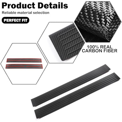 Genuine Carbon Fiber Door Sill Protector for Hummer EV SUV Pickup Accessories Anti-Scratch Door Edge Guards Entry Threshold Panel Trim Molding Kit for Hummer EV SUV Truck 2022-2024 2025+ (Black/2PCS)