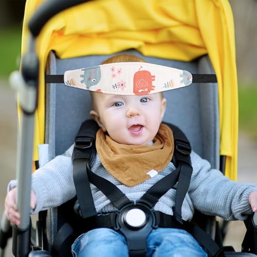 HESTYA 2 Pcs Carseat Head Support Toddler, Stroller Seat Headrest for Sleeping Traveling, Neck Relief Headband Strap for Kids Children Toddler Infant(Elephant and Owl) - color: Elephant and Owl