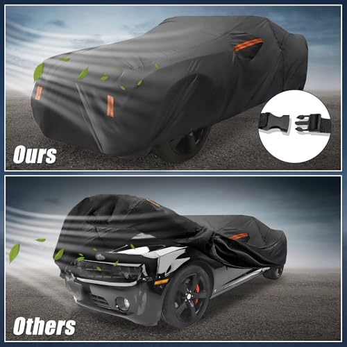 X AUTOHAUX Car Cover for Chevy Camaro 2010-2021 Aluminum Film Outdoor Waterproof Sun Rain Snow Hail Protection with Driver Door Zipper - size: for Chevy Camaro 2010-2021