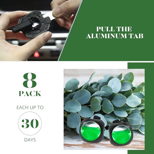 Car Air Freshener Vent Clips, 8 Pack, Provides Long-Lasting Scent, Up to 240 Days, Odor Eliminator (Eucalyptus) - color: Eucalyptus