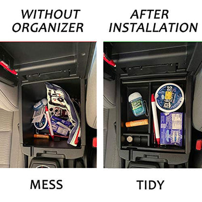 JKCOVER Center Console Accessory Organizer Compatible with Toyota Tacoma 2016 2017 2018 2019 2020 2021 2022 2023, ABS Material Box Insert Tray (Black trim) - color: black
