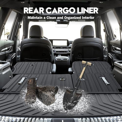 KUST Cargo Mat for 2020-2025 Kia Telluride 7 Seats, Rubber Rear Trunk Liner with 2nd/3rd Row Backrest Kick Mat for Telluride Accessories High Edge Cover All Weather Protection - style: Telluride 2020-2025 │ Trunk + Backrest Mat