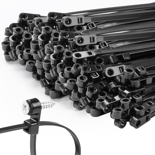 1000 PCS 10 inch Black Zip Ties with Screw Hole 70lbs Mountable head Cable Ties Straps Multipurpose Heavy Duty Nylon Cable Zip Ties with Screw Mounting Hole - color: Black, size: 10 Inch (1000PCS)