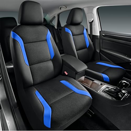 Skechers Memory Foam Car Seat Covers, Air Cool Mesh Thick Seat Covers,Car Seat Covers Front Seats Airbag Compatible, Automotive Comfort & Protection for Most Cars, Vans,Trucks, SUVs,Blue - color: Black/Blue, size: Two Front