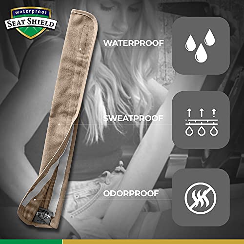 Seatbelt Covers - Removable Car Seat Belt Cover for Women, Men, Kids - Tan 20 in Long Waterproof Seat Belt Cushion with Protection from Sweat and Odor for All Vehicles - color: Tan