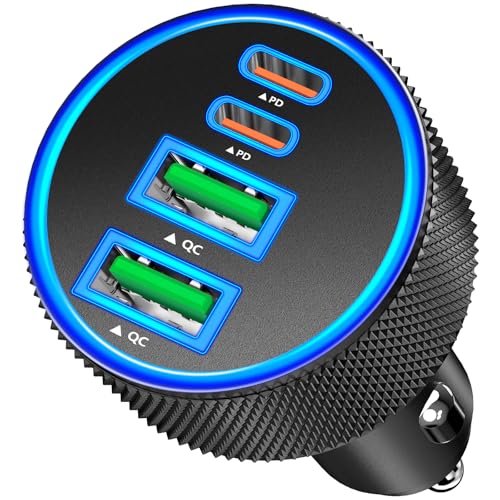 Car Charger USB C, Stuffcool 90W PD Dual USB-C & USB-A Car Power Adapter 4 in 1 PD/QC Type C Fast Charge Cigarette Lighter Adapter USB Charger for iPhone 17 17 Pro 16 15 14 13 12/Galaxy S26 S25/Pixel - color: Charcoal Black