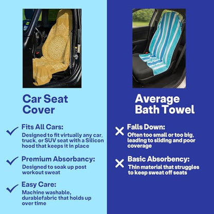2 Pack Car Seat Towel Covers, Sweat-Proof Microfiber Seat Protectors for Gym, Running, Beach & Workout, Breathable Quick-Dry, Machine Washable, Gold Mandala Print, Universal Fit - color: Gold Mandala