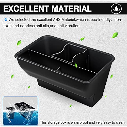 Karltys Rear Center Console Organizer for Tesla Model Y 2020-2024 2025 Accessories 2nd Row Back Seat Storage Box Under Seat Rear Middle Air Outlet Trash Can Container Bin ABS Black(Not for Juniper)