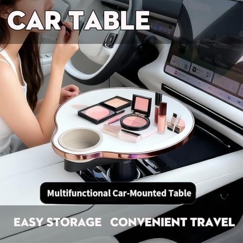 Car Tray Table, 360° Rotating Front Seat Laptop Desk with Adjustable Arm, Multifunctional Floating Table with Cup Holder for Driver & Passenger, Universal Fit 70–100mm(Sparrow Feather Red) - color: Sparrow Feather Red