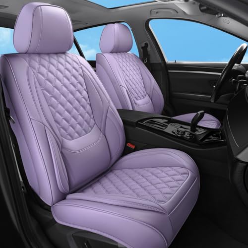 Car Seat Covers Front Seats Purple, Luxury Faux Leather Waterproof Non-Slip Women Seat Protector Universal Fit for Most Cars SUVs Trucks Pick-ups,Car Interior Accessories (Light Purple-Front Seats) - color: Light Purple-Front Seats