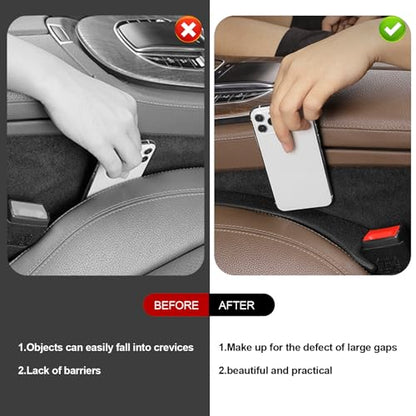2 Pack Car Seat Gap Filler Car Seat Gap Interior Universal Fit PU Leather Car Seat Gap Plug for Filling Gaps Between Seats and Consoles Stop Things from Dropping