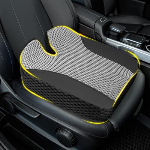 Lofty Aim Car Seat Cushion, Comfortable Memory Foam Seat Pillow for Driving, Sciatica-Back Pain Relief, Cushion for Car-Truck, Office, Wheelchair - Large Black & Gray - color: Black & Gray
