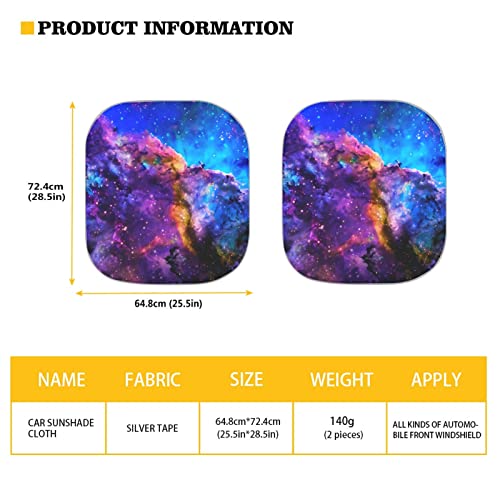 AFPANQZ Nebula Galaxy 2 Piece Car Windshield Sun Shade Visor Universal Fit Automotive Sunshade for New Car Keep Your Vehicle Cold Sun Blocks Large Heat UV Rays Reflector Women Men Purple - color: 1-Nebula Galaxy