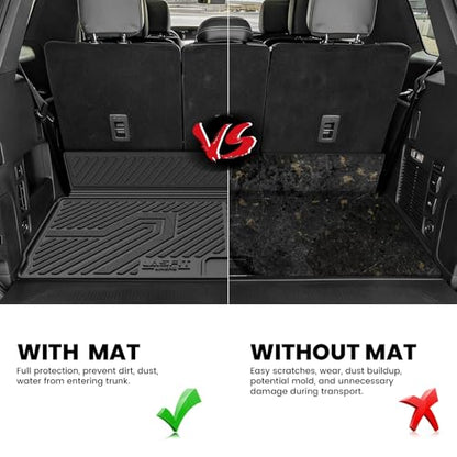 LASFIT Floor Mats&Cargo Backrest Mat for 7&8 Seats Ford Expedition Standard & Lincoln Navigator Standard 2025 2026,Costom Fit All Weather Protection TPE Easy Clean Floor Liners,4pcs. - style: 7) Expedition 7 Seats Standrad| 25-26 | Cargo&Seatback