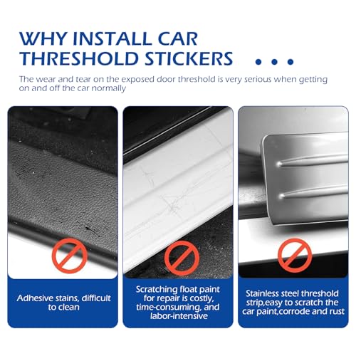 4 PCS Car Door Edge Guards Door Sill Protector, Anti-slip Texture Anti Stretch High Resilience Rubber Front Rear Side Door Step Protection Strips, Aids in Safe Travel Accessories (Black)