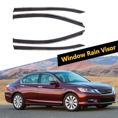 Window Visors Fits 13-17 For Honda For Accord Sedan Polycarbonate Window Visors W/Chrome Trim 4Pc Rain Guard