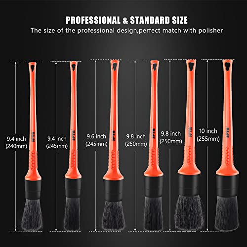 Car Detailing Brush Kit, 6Pcs Auto Boar Hair Detail Brush Set Automotive Interior Exterior No Scratch Microfiber Detailing Brushes for Cleaning Air Vents, Engine Bays, Dashboard & Wheels -BRFCD15 - color: 6pcs Car Detailing Brush Set
