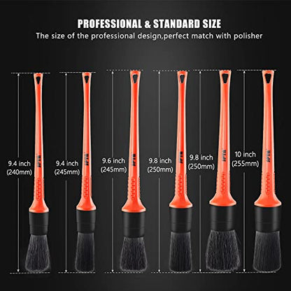 Car Detailing Brush Kit, 6Pcs Auto Boar Hair Detail Brush Set Automotive Interior Exterior No Scratch Microfiber Detailing Brushes for Cleaning Air Vents, Engine Bays, Dashboard & Wheels -BRFCD15 - color: 6pcs Car Detailing Brush Set