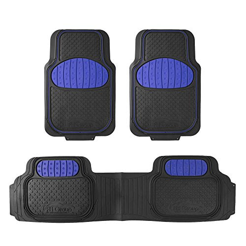 FH Group Heavy-Duty Rubber Car Floor Mats - Universal Fit, Trimmable, Climaproof - For Sedans, SUVs, Trucks - Blue - color: Blue