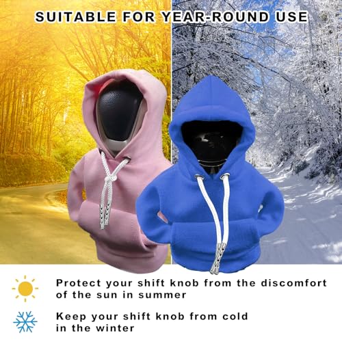 VVAG Universal Car Gear Shift Cover, 4.7 Inch Shifter Stick Protector, Funny Hoodie (Pink + Blue) - color: Pink+Blue