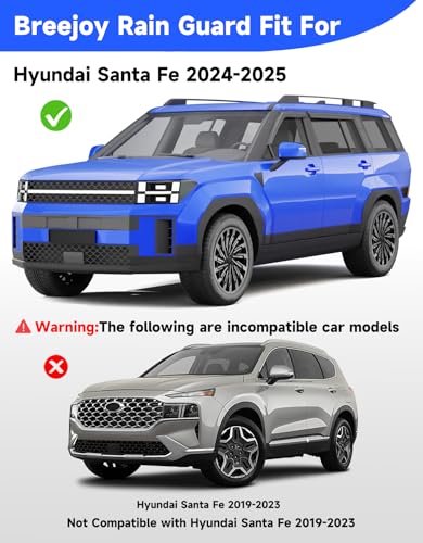 Out-Channel Window Rain Guards Fit for 2024 2025 2026 Hyundai Santa Fe, Extra Durable Window Visors Vent Visors Vent Shades Wind Deflector Dark Smoke Car Tape-on with Thicker 4PCS - size: Fit for 2024-2025 Hyundai Santa Fe