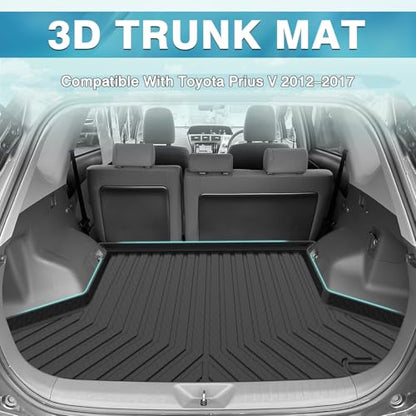 Mixsuper Custom Fit Cargo Liner for 2012-2017 Toyota Prius V, All Weather Rear Cargo Mat Trunk Liners Tray Black - size: Fit for Toyota Prius V 2012-2017
