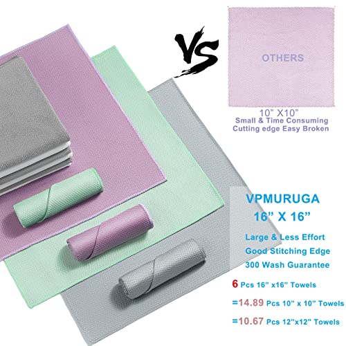 Easy Clean Fish Scale Nanoscale Cleaning Cloth,Streak Free Microfiber Glass Cleaning Cloths for Window Mirrors Windshields,Lint Free Microfiber Polishing Cleaning All-Purpose Towel Pack of 6(Purple) - color: Purple