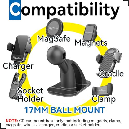 3 Pack Sticky 17mm Ball Mount for Car Mount Adhesive Replacement Magnetic Phone Holder MagSafe Mounting Base Dashboard Sticker 3M VHB Tape - style: 3 Pack